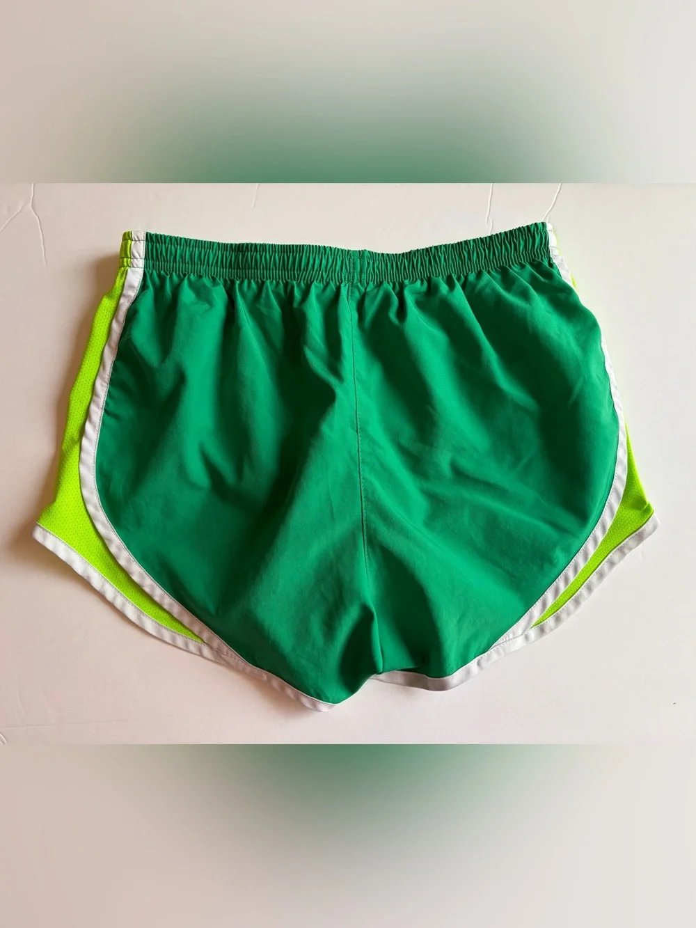 Nike Dri-Fit Women's Green with Neon Yellow Trim Running Shorts Size Small